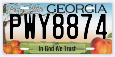 GA license plate PWY8874