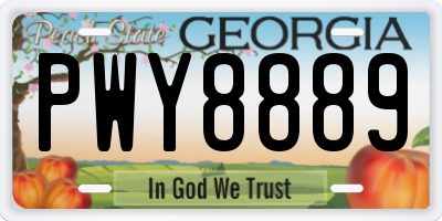 GA license plate PWY8889