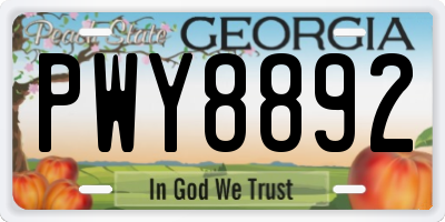 GA license plate PWY8892