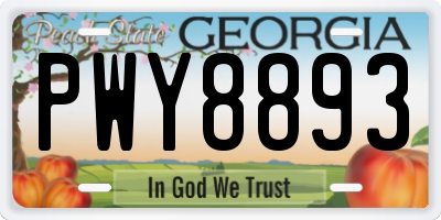 GA license plate PWY8893