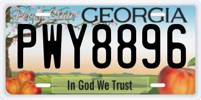 GA license plate PWY8896
