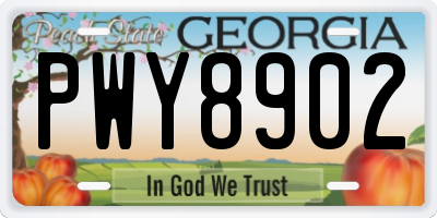 GA license plate PWY8902