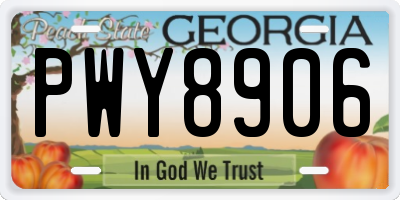 GA license plate PWY8906