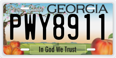 GA license plate PWY8911