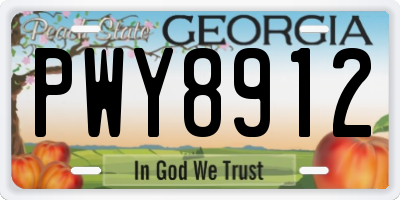 GA license plate PWY8912