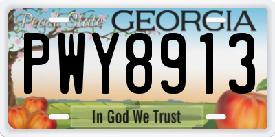 GA license plate PWY8913