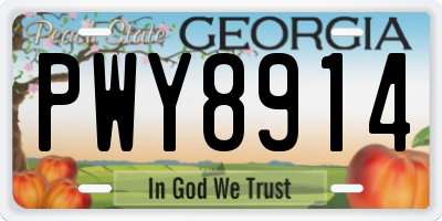 GA license plate PWY8914