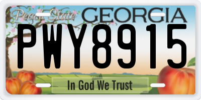 GA license plate PWY8915