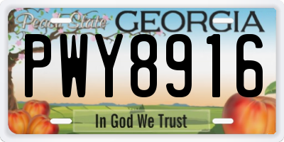 GA license plate PWY8916