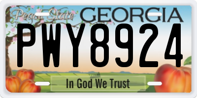 GA license plate PWY8924