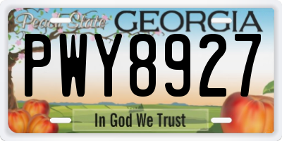GA license plate PWY8927