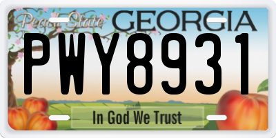 GA license plate PWY8931