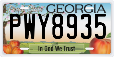GA license plate PWY8935