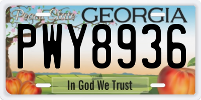 GA license plate PWY8936