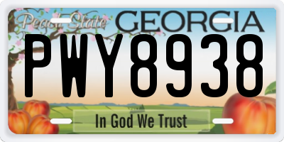 GA license plate PWY8938