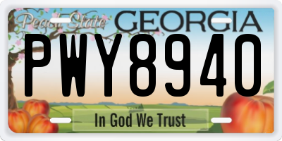 GA license plate PWY8940