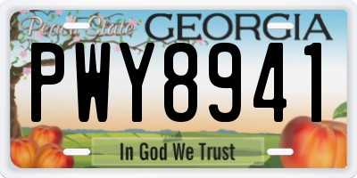 GA license plate PWY8941