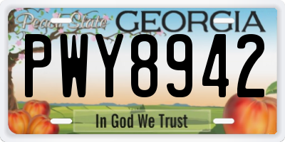 GA license plate PWY8942