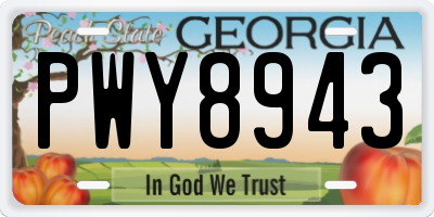 GA license plate PWY8943