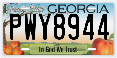 GA license plate PWY8944