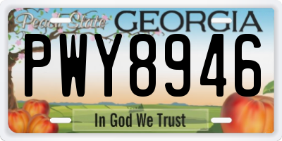 GA license plate PWY8946