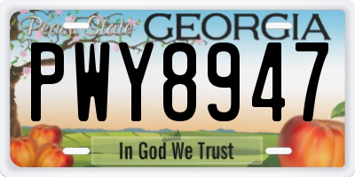 GA license plate PWY8947