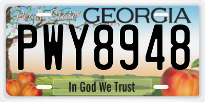 GA license plate PWY8948