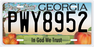 GA license plate PWY8952