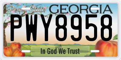 GA license plate PWY8958