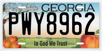 GA license plate PWY8962