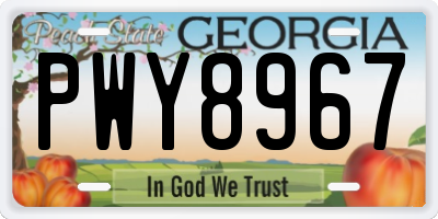 GA license plate PWY8967