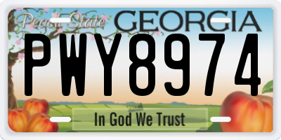 GA license plate PWY8974