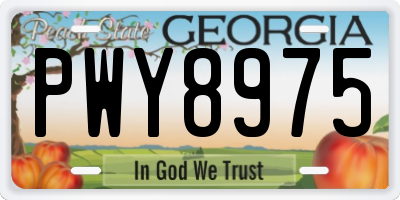 GA license plate PWY8975