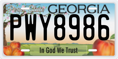 GA license plate PWY8986