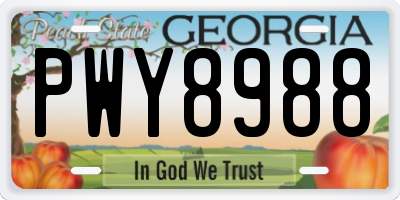 GA license plate PWY8988