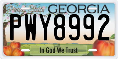 GA license plate PWY8992