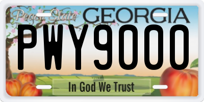 GA license plate PWY9000