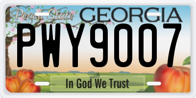 GA license plate PWY9007