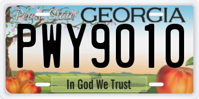 GA license plate PWY9010
