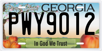 GA license plate PWY9012