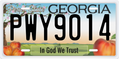 GA license plate PWY9014
