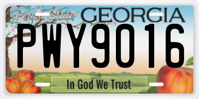 GA license plate PWY9016