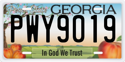 GA license plate PWY9019