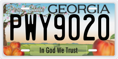 GA license plate PWY9020