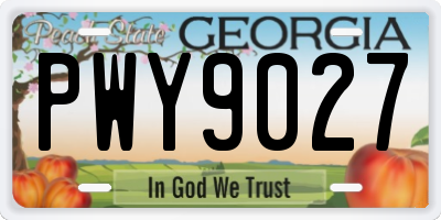 GA license plate PWY9027