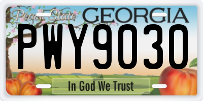 GA license plate PWY9030