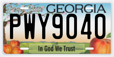 GA license plate PWY9040
