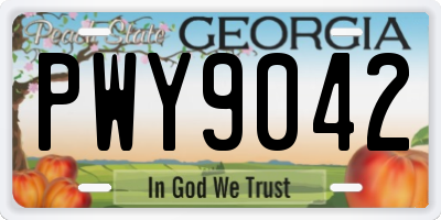 GA license plate PWY9042