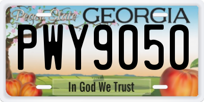 GA license plate PWY9050