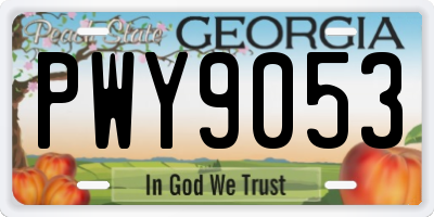 GA license plate PWY9053